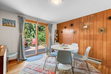 Sandwich Cape Cod vacation rental - Cozy Dining Area Off Kitchen  with View of the deck