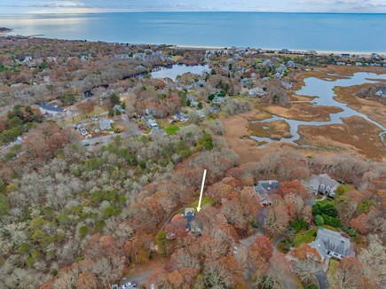 Centerville Cape Cod vacation rental - Aerial view capturing the property and adjacent marshland