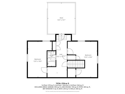 Centerville Cape Cod vacation rental - Second level floor plan