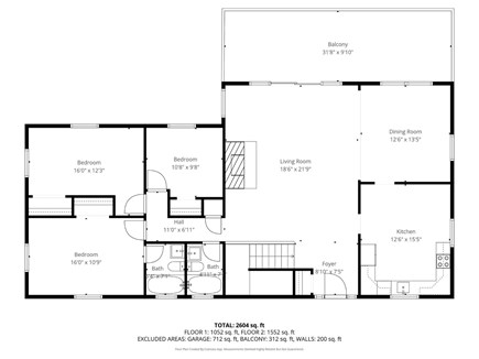 Centerville Cape Cod vacation rental - Upper-level floor plan