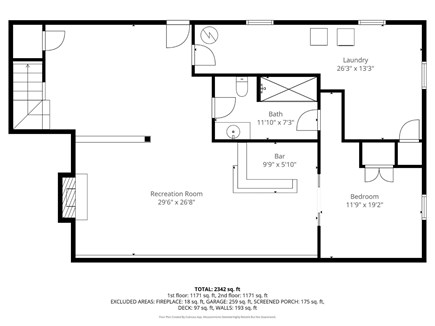 Eastham Cape Cod vacation rental - Lower-level floor plan