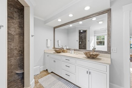 Sandwich Cape Cod vacation rental - Bathroom 2 – Ensuite to Bedroom 2 with Walk In shower  – Second Floor