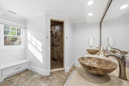 Sandwich Cape Cod vacation rental - Bathroom 2 – Ensuite to Bedroom 2 with Walk In shower  – Second Floor