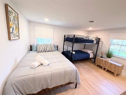 Hyannis Cape Cod vacation rental - Bedroom 2: queen size bed and twin over twin bunk