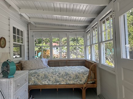 Eastham, Steps from Cooks Brook Beach  Cape Cod vacation rental - And another Daybed in sunroom with garden views.