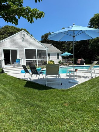West Dennis Cape Cod vacation rental - Backyard are with pool.