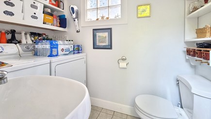 Wellfleet Cape Cod vacation rental - First floor half bathroom with washer and dryer