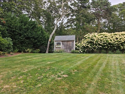 Chatham Cape Cod vacation rental - Backyard shed with beach chairs and lawn games