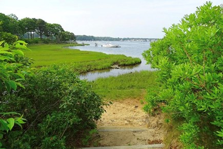 West Dennis Cape Cod vacation rental - Path/stairs leading to small beach and boat launch