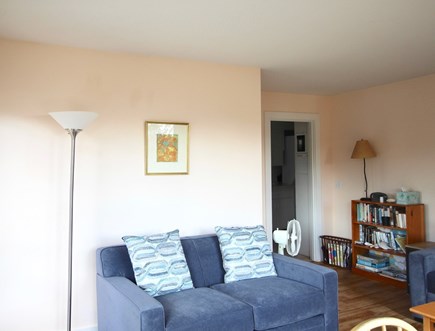 Truro Cape Cod vacation rental - Side of Living Room with Loveseat, Flat screen TV now on wall