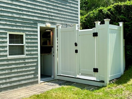 West Barnstable Cape Cod vacation rental - Outdoor shower area off of laundry room, walk out lower level