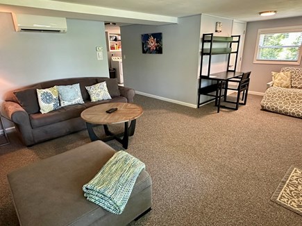 West Barnstable Cape Cod vacation rental - Downstairs walk out living room, sleep sofa, futon and desk area