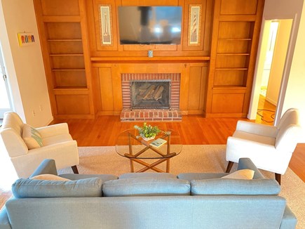 South Yarmouth Cape Cod vacation rental - Living room TV and conversation space.