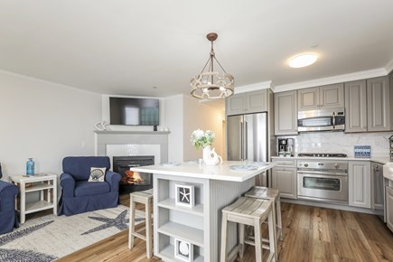 Dennis Port Cape Cod vacation rental - Open concept Kitchen/Living room, center island with seating for 4 - 405 Old Wharf Road-Dennisport Cape Cod- New England Vacation