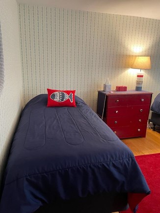 Chatham Cape Cod vacation rental - Bedroom #3 with 1 Queen, 1 Twin and mounted TV - 58 Longs Lane Chatham Cape Cod New England Vacation Rentals