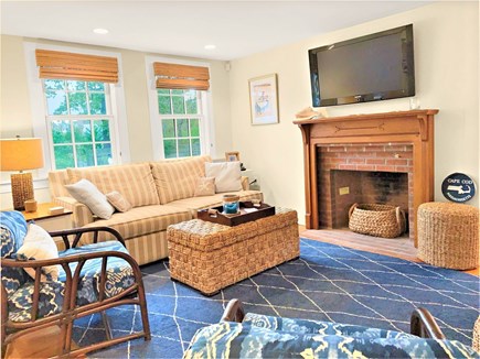 Chatham Cape Cod vacation rental - Enter into the cottage to the Living Area with flat screen TV and WiFi - 58 Longs Lane Chatham Cape Cod New England Vacation Rentals