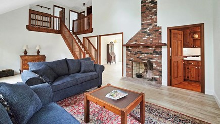 North Falmouth Cape Cod vacation rental - Living Room with Comfortable Seating/Decorative Fireplace