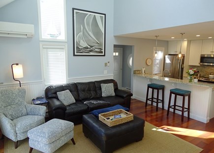 Brewster, Ocean Edge Resort Cape Cod vacation rental - Vaulted living room with AC, TV