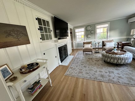 Hyannisport Cape Cod vacation rental - Livingroom with large smart TV and fireplace.