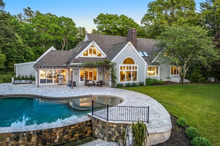 Osterville Cape Cod vacation rental - Outside oasis with pool,hot tub,gas grill,large patio and pergola