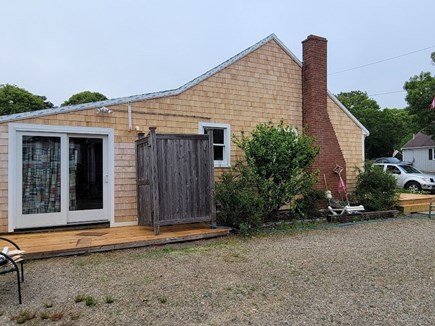 Dennisport Cape Cod vacation rental - Outdoor shower and new gas grill.