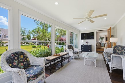 Onset Beach MA vacation rental - Large glass enclosed porch facing the yard