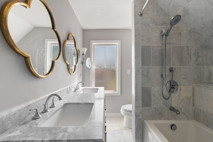 Onset Beach MA vacation rental - Upstairs common bathroom with double sinks