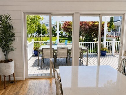 Onset Beach MA vacation rental - View from dining room onto deck that leads to the yard