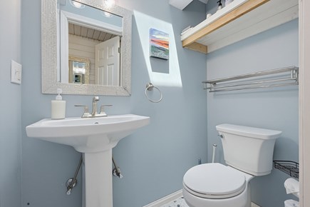 Onset Beach MA vacation rental - 2nd floor hallway 1/2 bath near bunk room and single bedroom