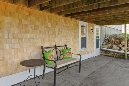 Yarmouth Port Cape Cod vacation rental - Outdoor bench; Patio Table & Chairs; Outdoor Grill