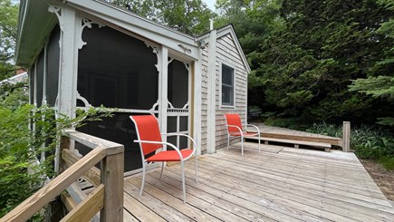 Wellfleet Cape Cod vacation rental - Deck With Bistro Table and Outdoor Shower (on other side)