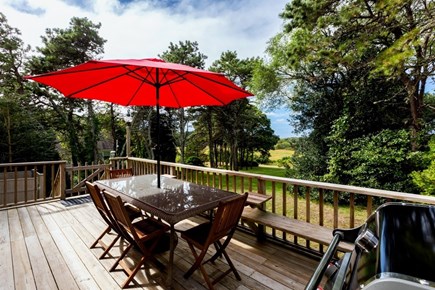 Chatham Cape Cod vacation rental - The deck is set up with a  gas grill and a dining table