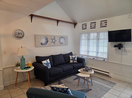 Harwichport Cape Cod vacation rental - Beach themed seating area with cable tv and wifi.