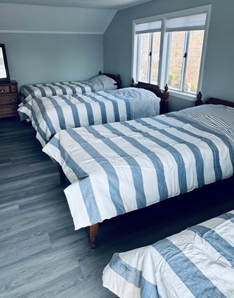 Popponessett Cape Cod vacation rental - Upstairs large “barracks” bedroom with 4 twin beds