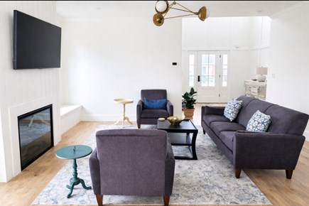 South Yarmouth Cape Cod vacation rental - Main living room, additional upstairs pullout couch with TV