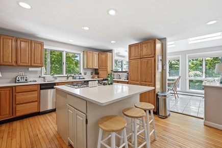 Dennis Cape Cod vacation rental - Eat In Kitchen with Breakfast Sun Room In Background