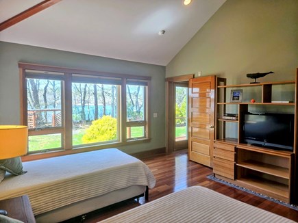 Brewster, Upper Mill Pond Cape Cod vacation rental - Bedroom 3 main house 4 twin beds, ensuite bathroom, waterview, tv