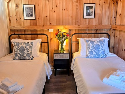 Brewster, Upper Mill Pond Cape Cod vacation rental - Bedroom 5 guest house 2 twin beds, ceiling fan