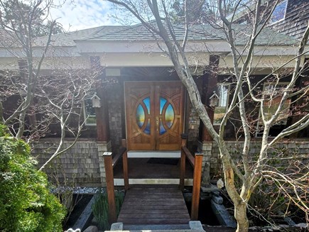 Brewster, Upper Mill Pond Cape Cod vacation rental - Main house entrance.  Welcome to Upper Mill Pond Compound.