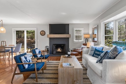 Orleans Cape Cod vacation rental - Open living room with wood burning fireplace