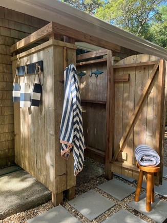 Orleans Cape Cod vacation rental - Outdoor shower is located in the rear of the house