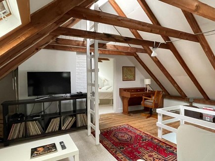 Brewster Cape Cod vacation rental - Loft Beams and Ladder to Roof Deck