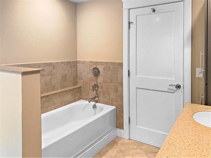 East Harwich Cape Cod vacation rental - Full bath 2 on second floor separate hall way door and view of separate tub