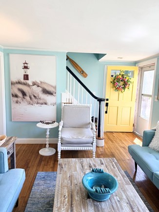 Hyannis Cape Cod vacation rental - Bright front door looking into beachy living room