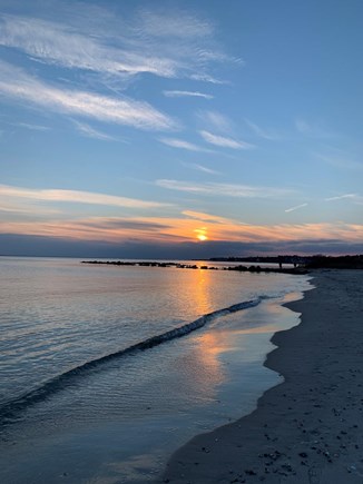 Hyannis Cape Cod vacation rental - Sunset from private neighborhood beach.