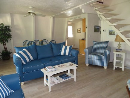 Hyannis Cape Cod vacation rental - Living room, dining area,  entrance, stairway to 2nd floor.