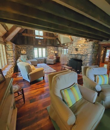 On Snipatuit Pond, Rochester MA vacation rental - Stone cottage living room
