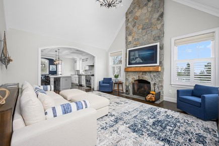 East Sandwich Cape Cod vacation rental - Living room view #2, partial bay views from corner window