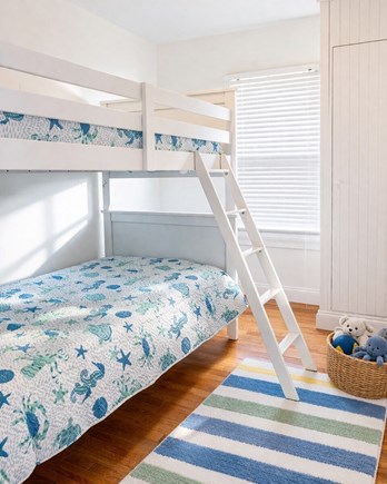 Plymouth, White Horse Beach MA vacation rental - Bright bunk bedroom with coastal decor, perfect for kids & guests