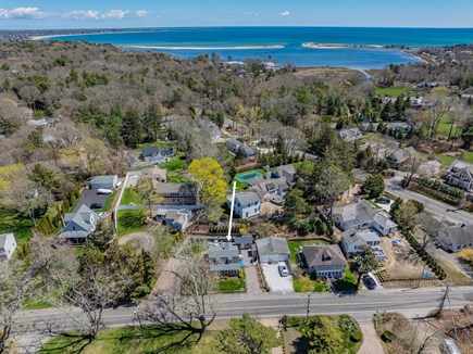 Osterville Cape Cod vacation rental - Aerial view showcasing the property, surrounding neighborhood, and nearby ocean